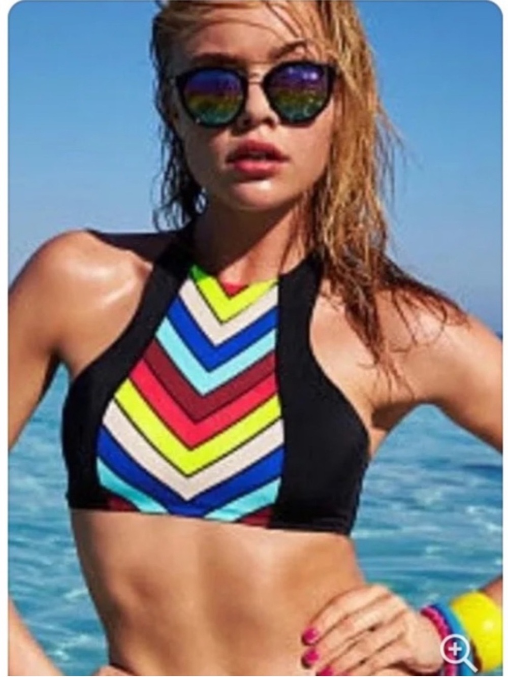 PINK Victoria’s Secret Chevron Stripe Bikini Top 2016 Style Medium